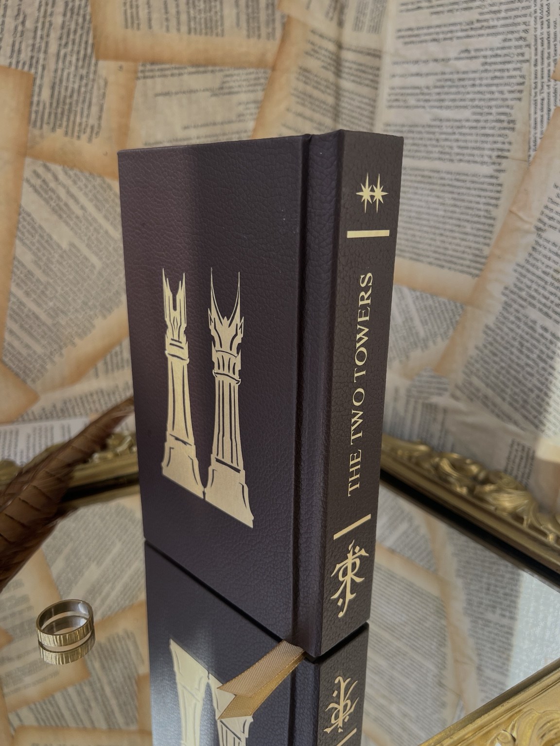 The Lord of the Rings - The Two Towers custom spine with gold htv