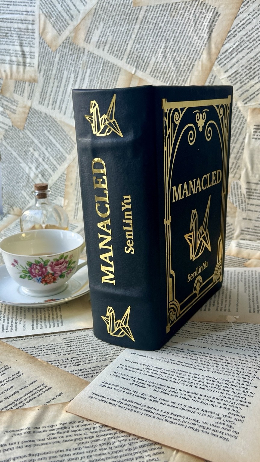 MANACLED custom spine with gold vinyl